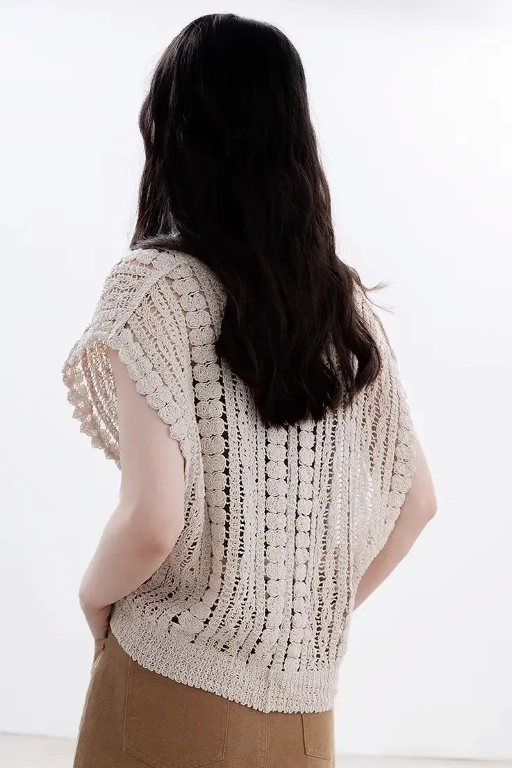 Two-Piece Knitted Crochet Vest Set