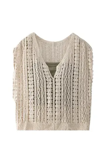 Two-Piece Knitted Crochet Vest Set