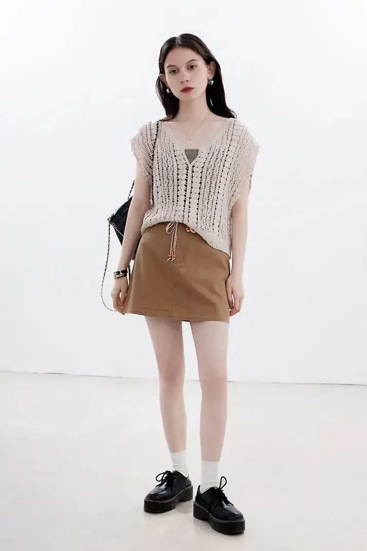 Two-Piece Knitted Crochet Vest Set
