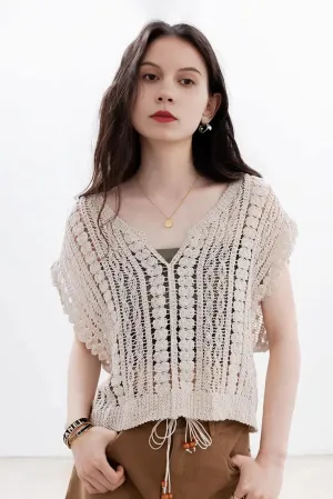 Two-Piece Knitted Crochet Vest Set