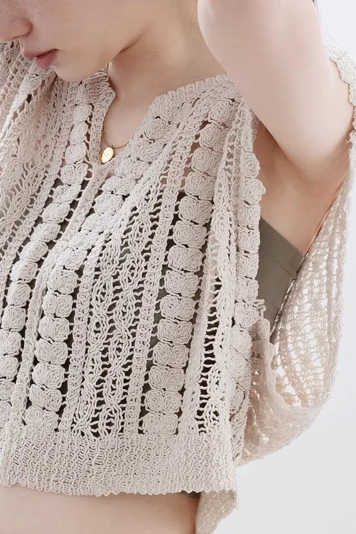 Two-Piece Knitted Crochet Vest Set