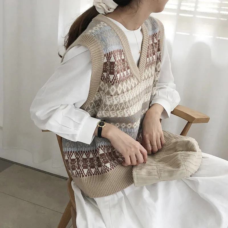 V-neck Knitted Sweater Vest