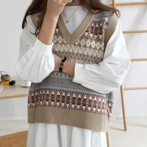 V-neck Knitted Sweater Vest