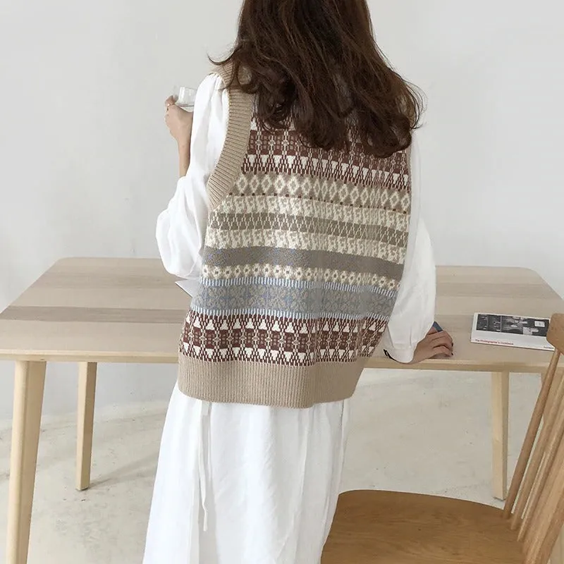 V-neck Knitted Sweater Vest