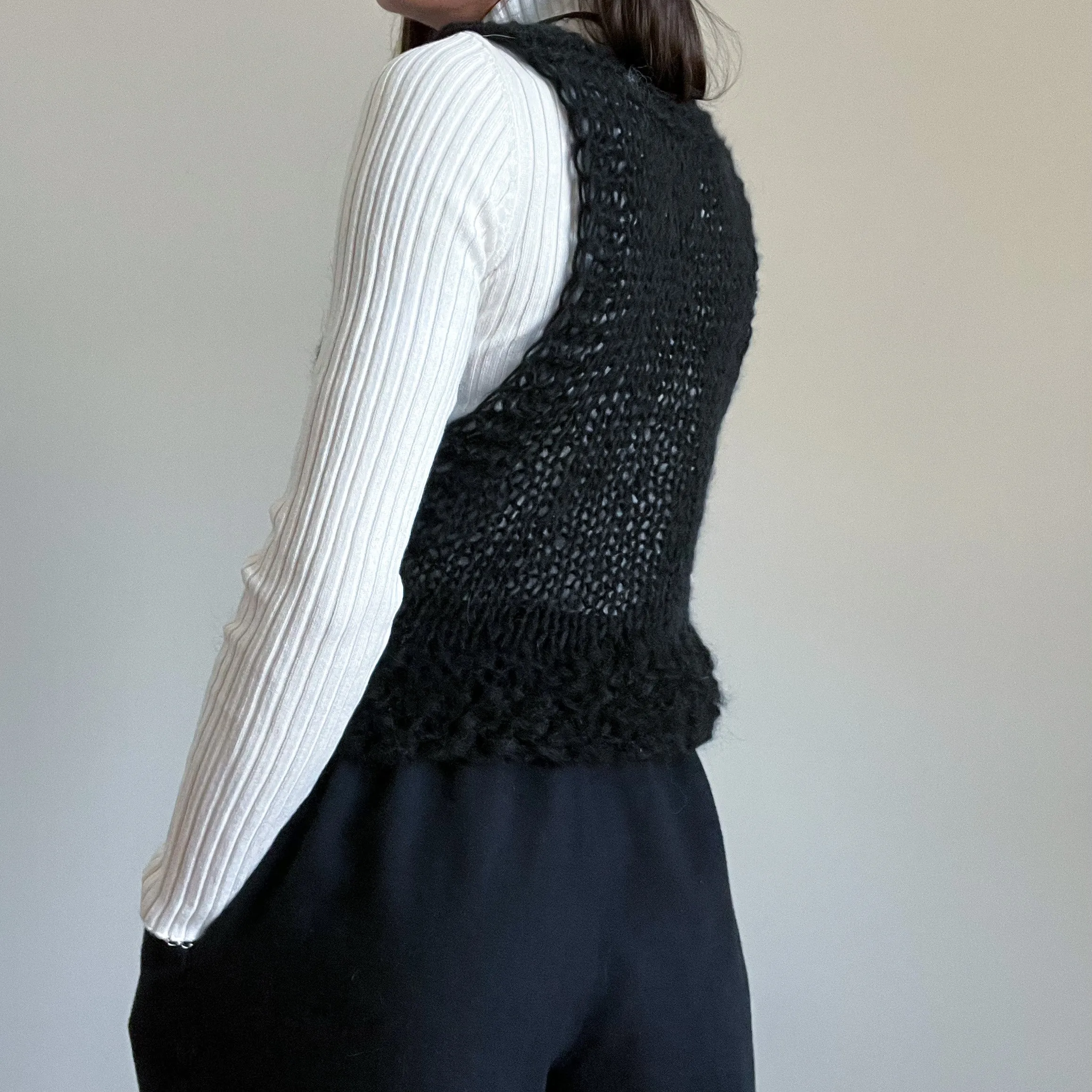 V-Neck Mohair Knitted Vest