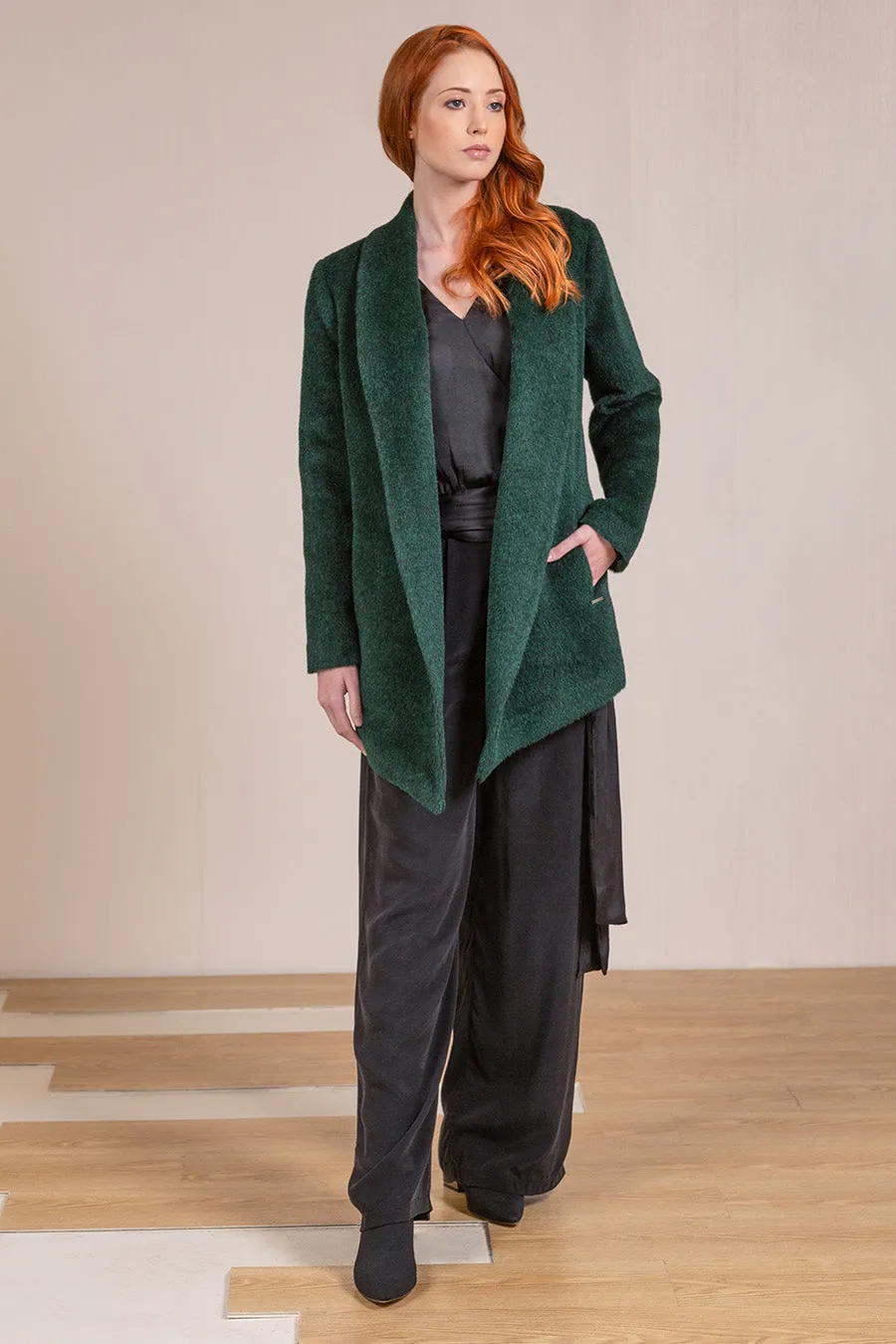 Voila Coat Alpaca Suri Color Spruce