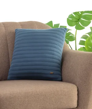 Waseme Indus Blue Cotton Knitted Quilted Decorative 18 X 18 Inches Cushion Cover