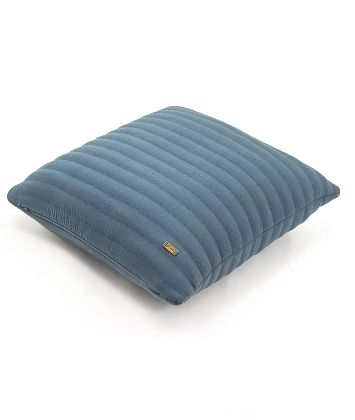 Waseme Indus Blue Cotton Knitted Quilted Decorative 18 X 18 Inches Cushion Cover