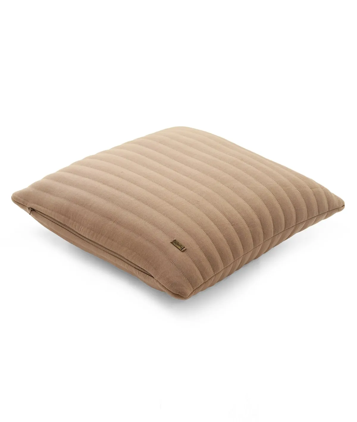 Waseme Medium Beige Cotton Knitted Quilted Decorative 16 X 16 Inches Cushion Cover