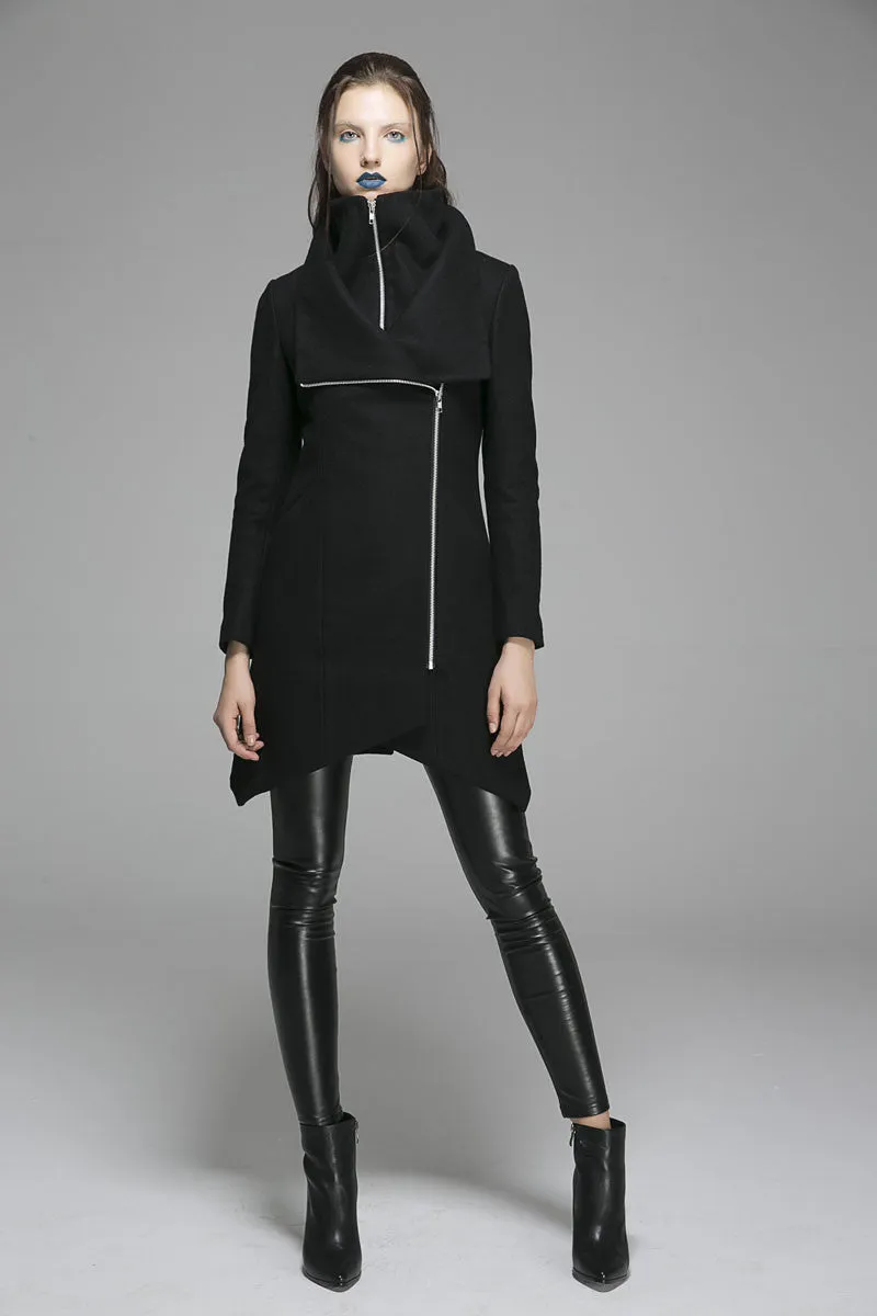 Winter Coat Zipper Jacket Women Wool Coat in Color Black 1363