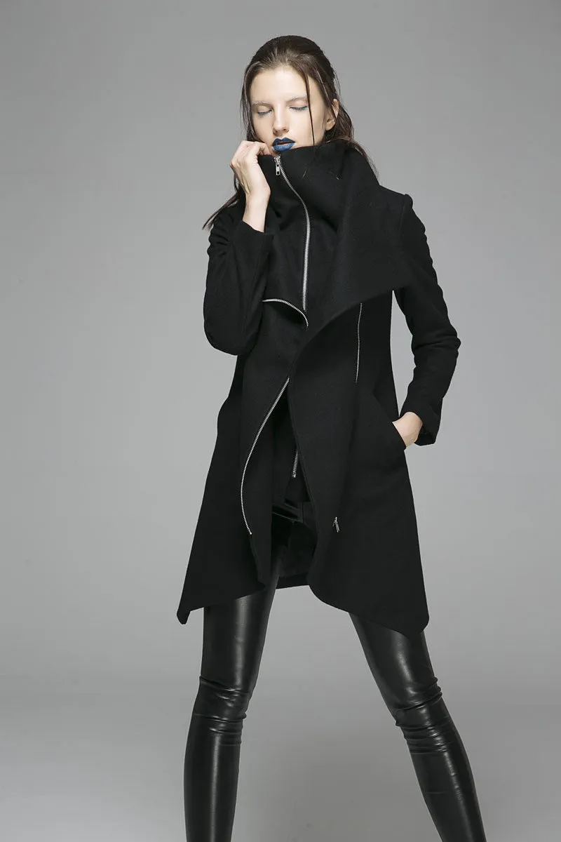 Winter Coat Zipper Jacket Women Wool Coat in Color Black 1363