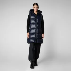 Woman's hooded vest Iria in blue black