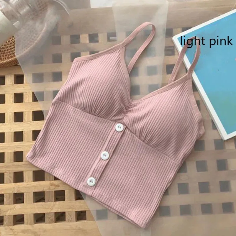 Women Knitted Tank Top Strap Vest Crop Top Pure Cotton Camisole