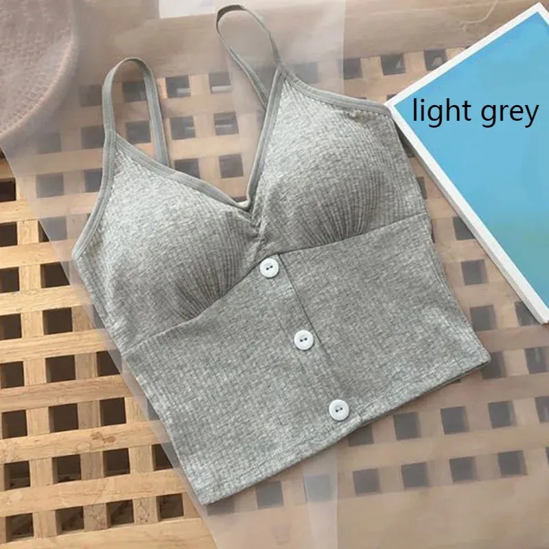 Women Knitted Tank Top Strap Vest Crop Top Pure Cotton Camisole