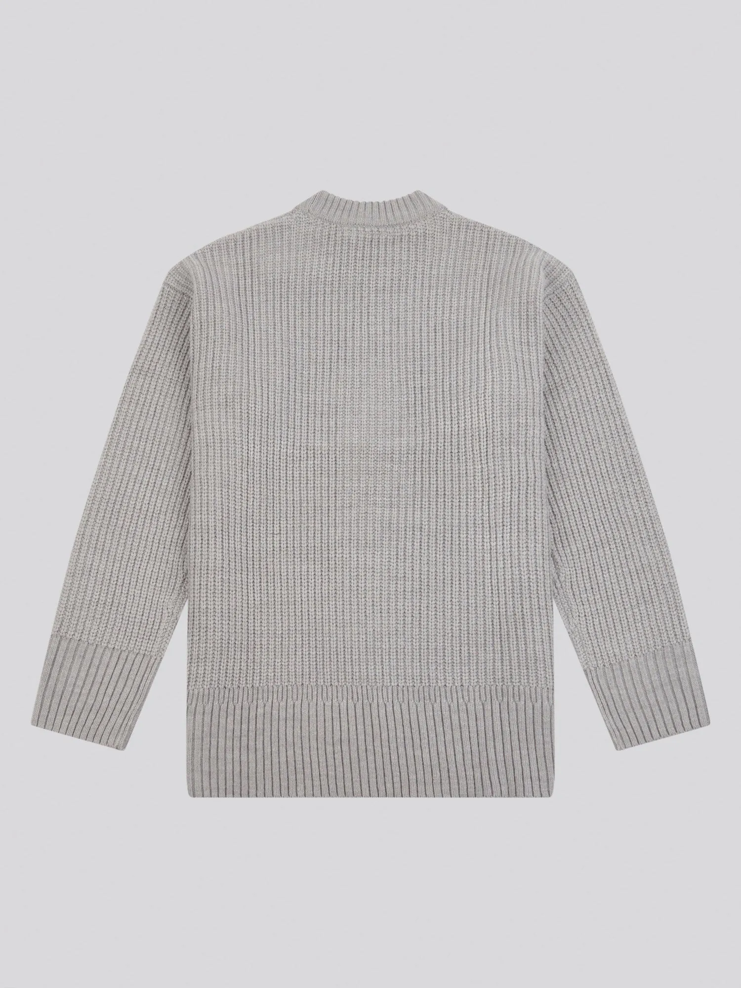 Womens Aran Knit Jumper in Pearl Grey Marl