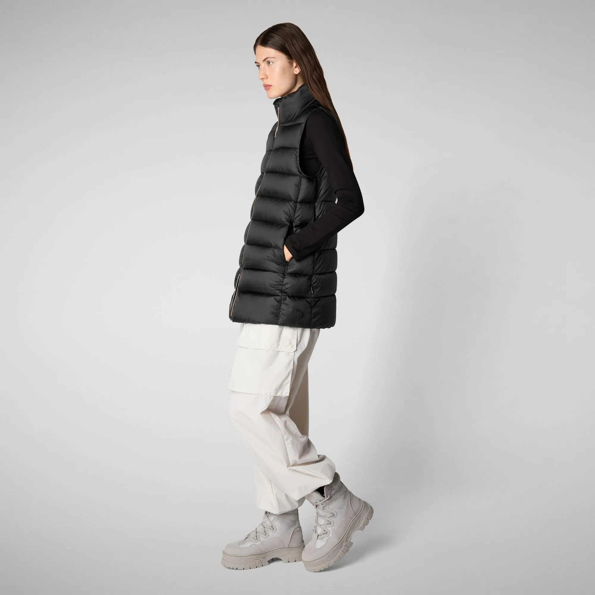 Women's quilted vest Coral in Black