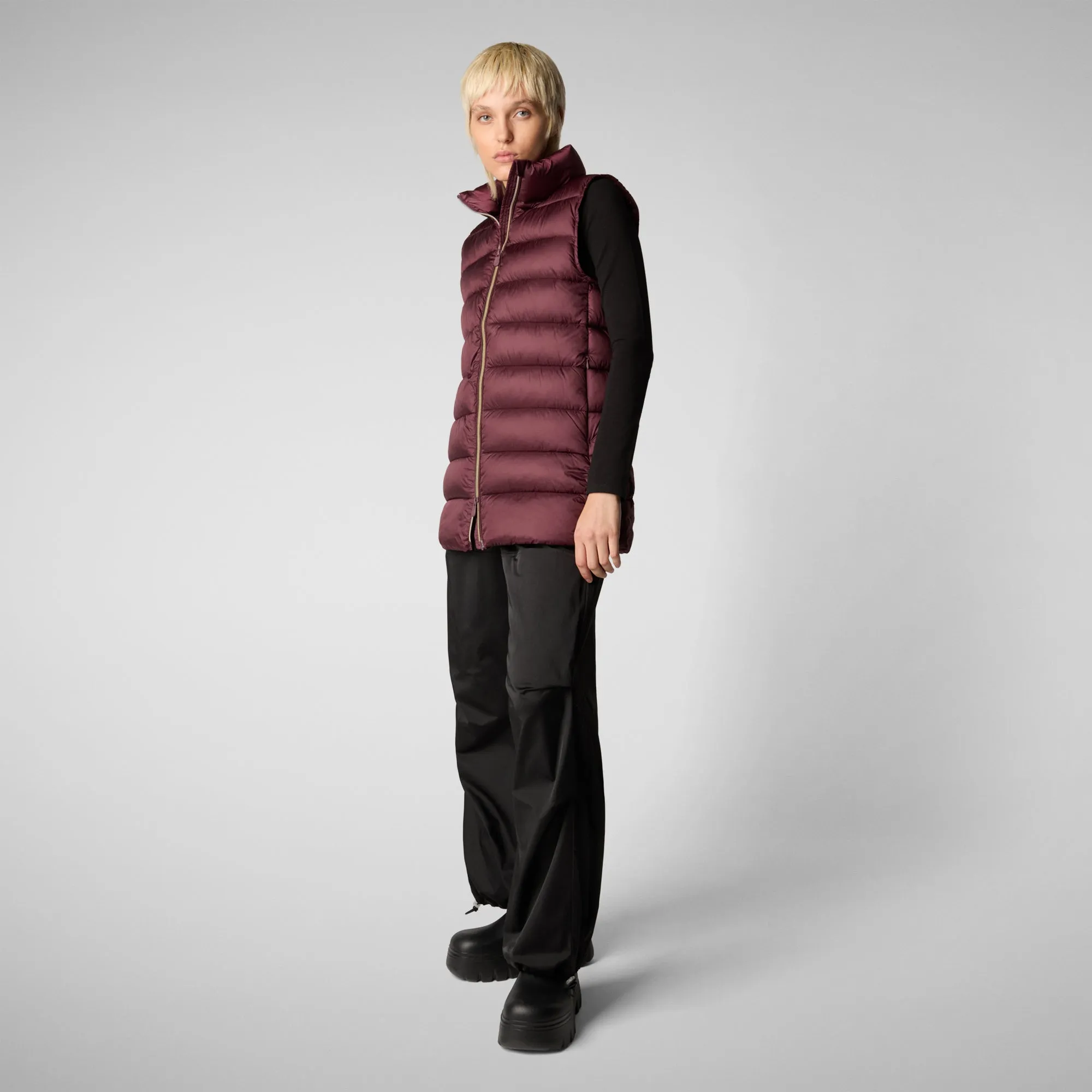 Women's quilted vest Coral in Burgundy Black