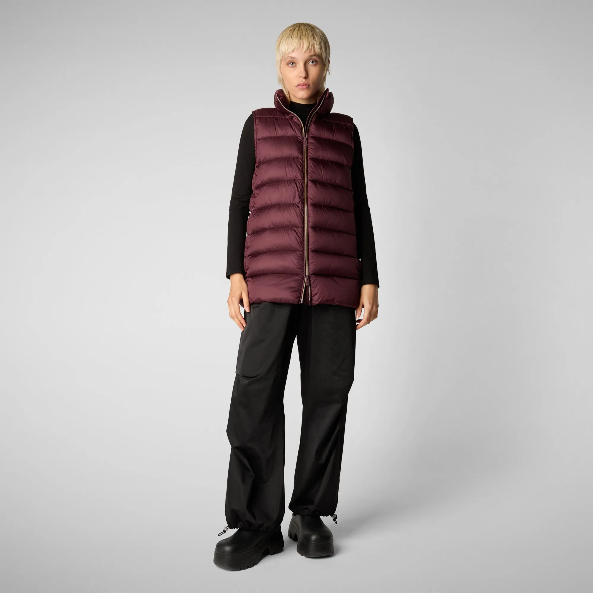 Women's quilted vest Coral in Burgundy Black
