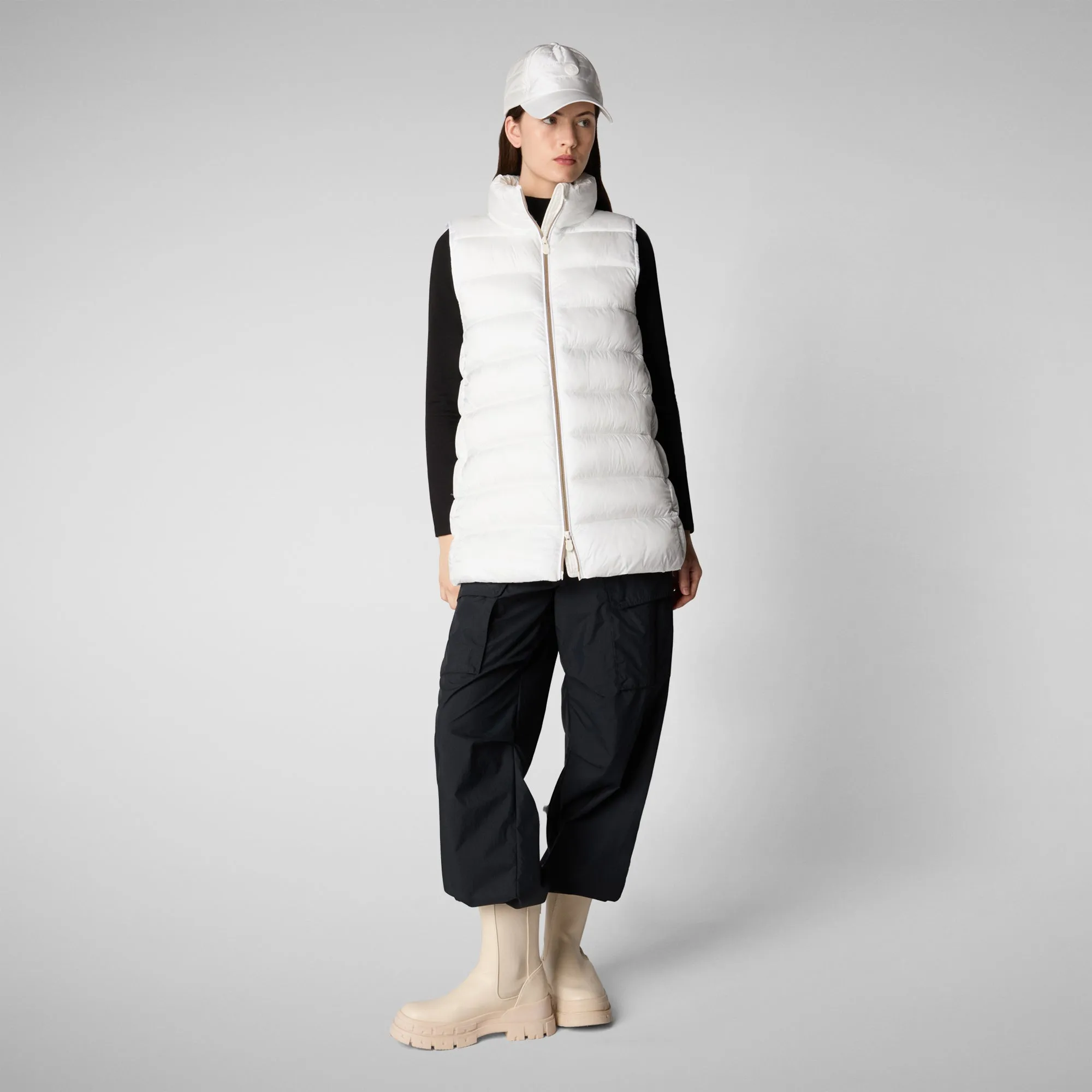 Women's quilted vest Coral in Off White
