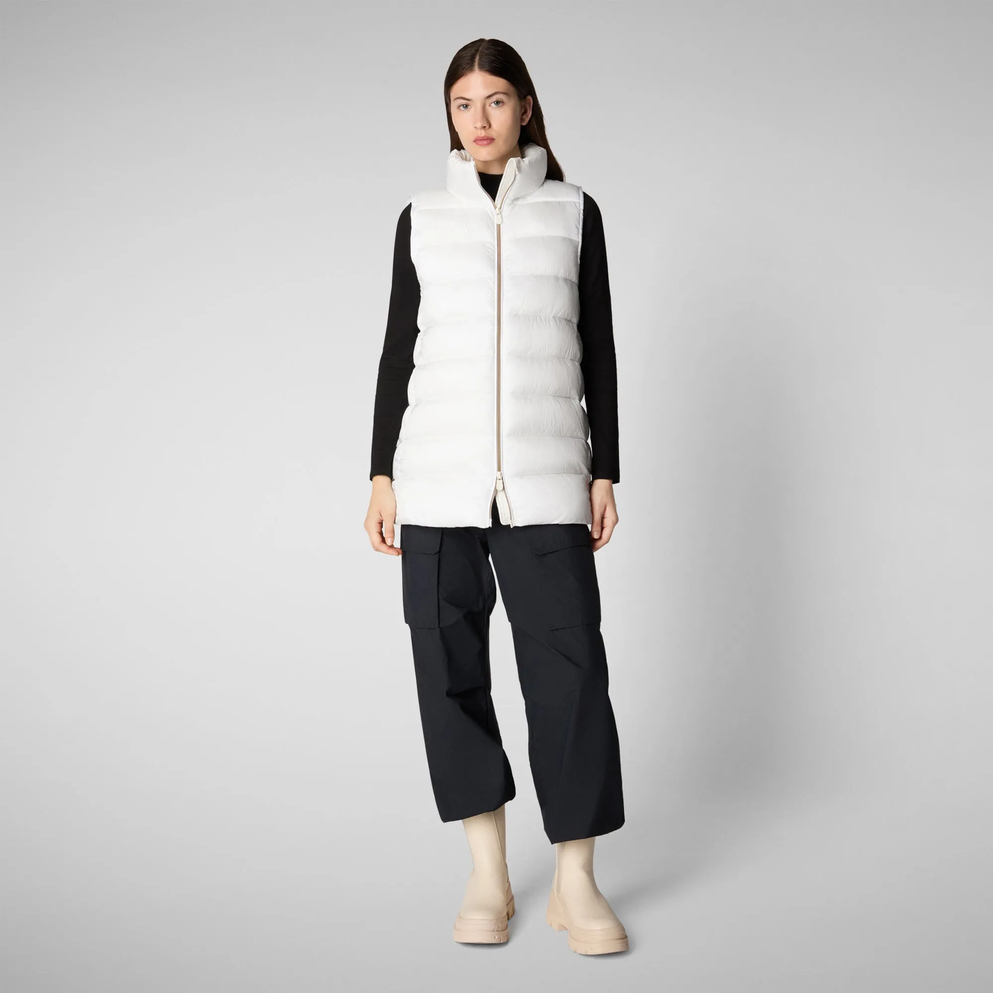 Women's quilted vest Coral in Off White