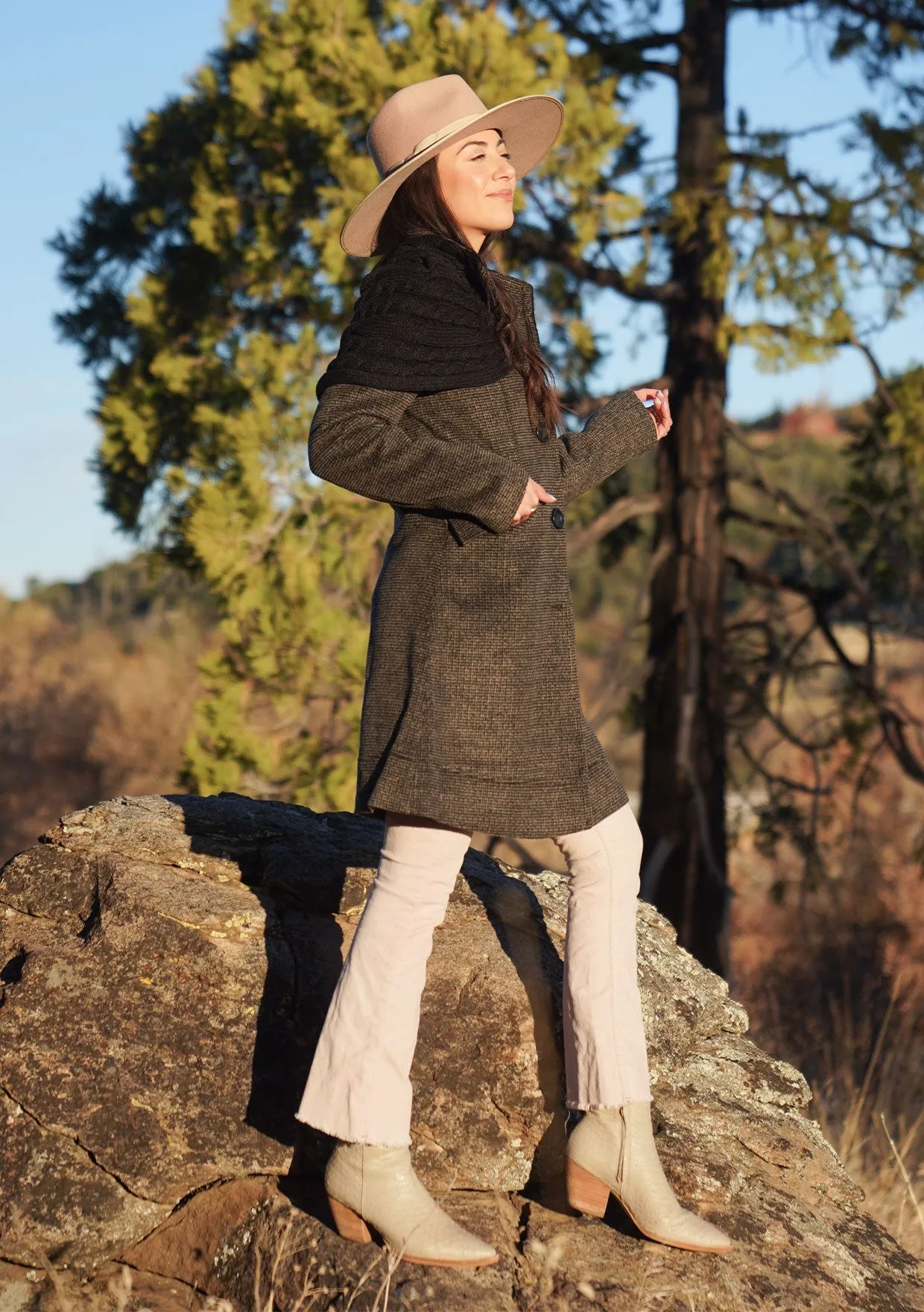 Wool Blend Long Sleeve Knit Sweater Coat
