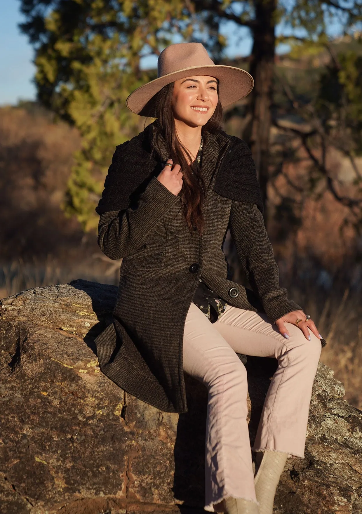 Wool Blend Long Sleeve Knit Sweater Coat