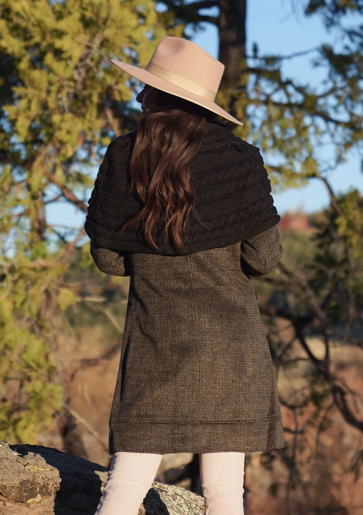Wool Blend Long Sleeve Knit Sweater Coat