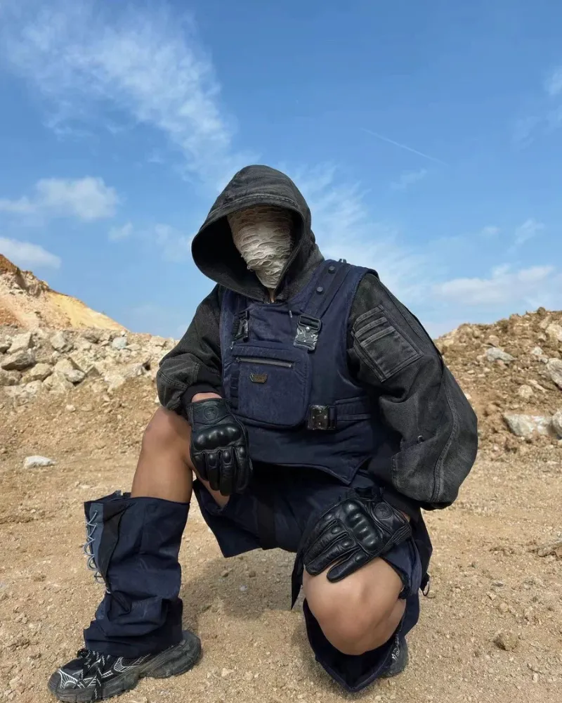 XIPHEVIL Cyberpunk Outfits Operative Reversible Cargo Vest