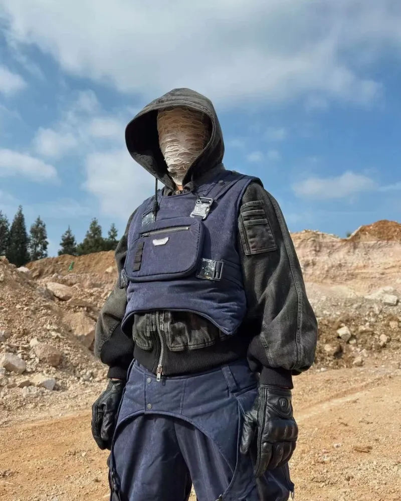 XIPHEVIL Cyberpunk Outfits Operative Reversible Cargo Vest
