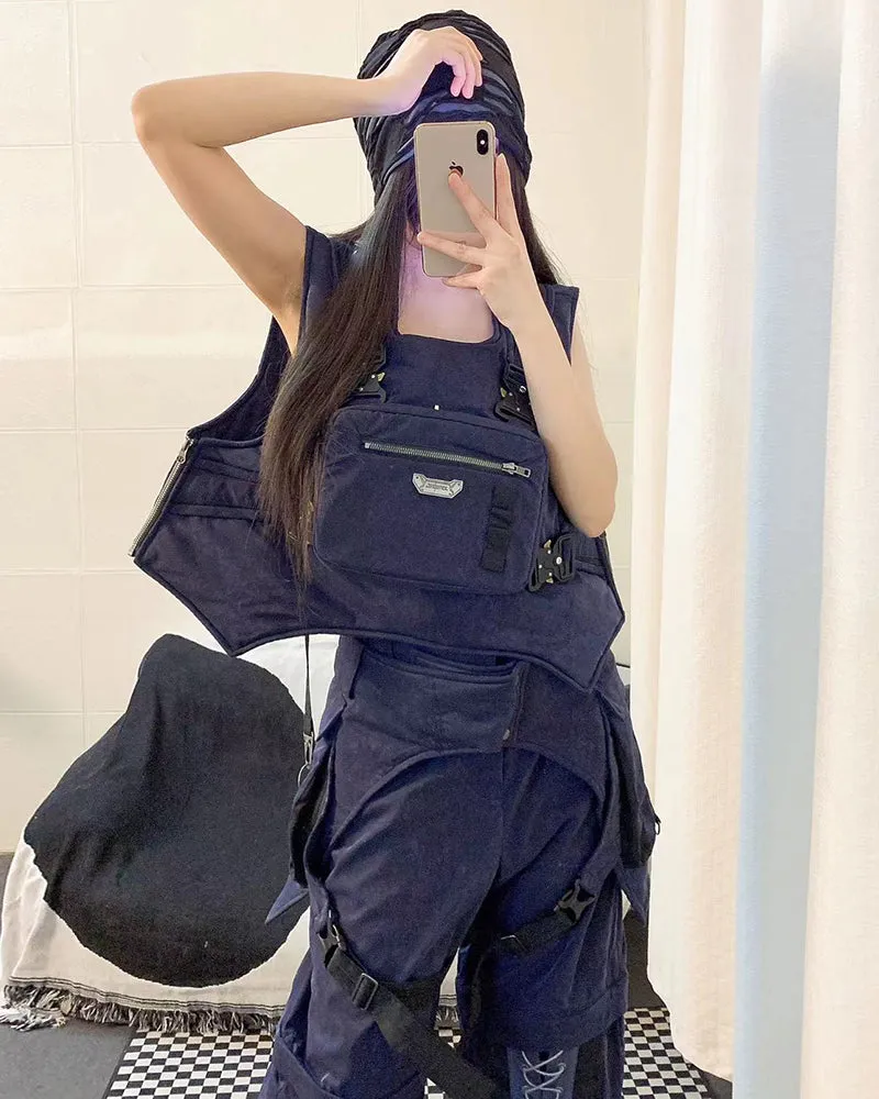 XIPHEVIL Cyberpunk Outfits Operative Reversible Cargo Vest