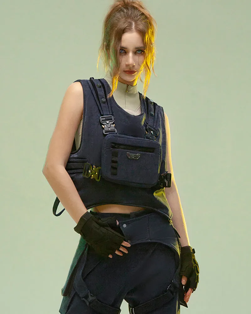 XIPHEVIL Cyberpunk Outfits Operative Reversible Cargo Vest