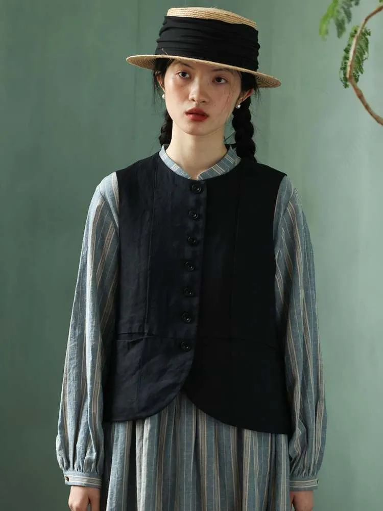 Yarn-Dyed Pocket Button Vest【s0000006907】