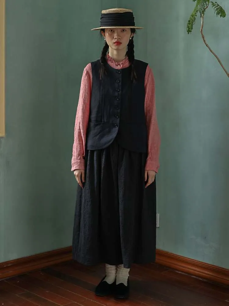 Yarn-Dyed Pocket Button Vest【s0000006907】