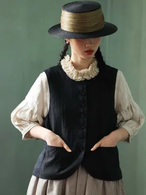 Yarn-Dyed Pocket Button Vest【s0000006907】