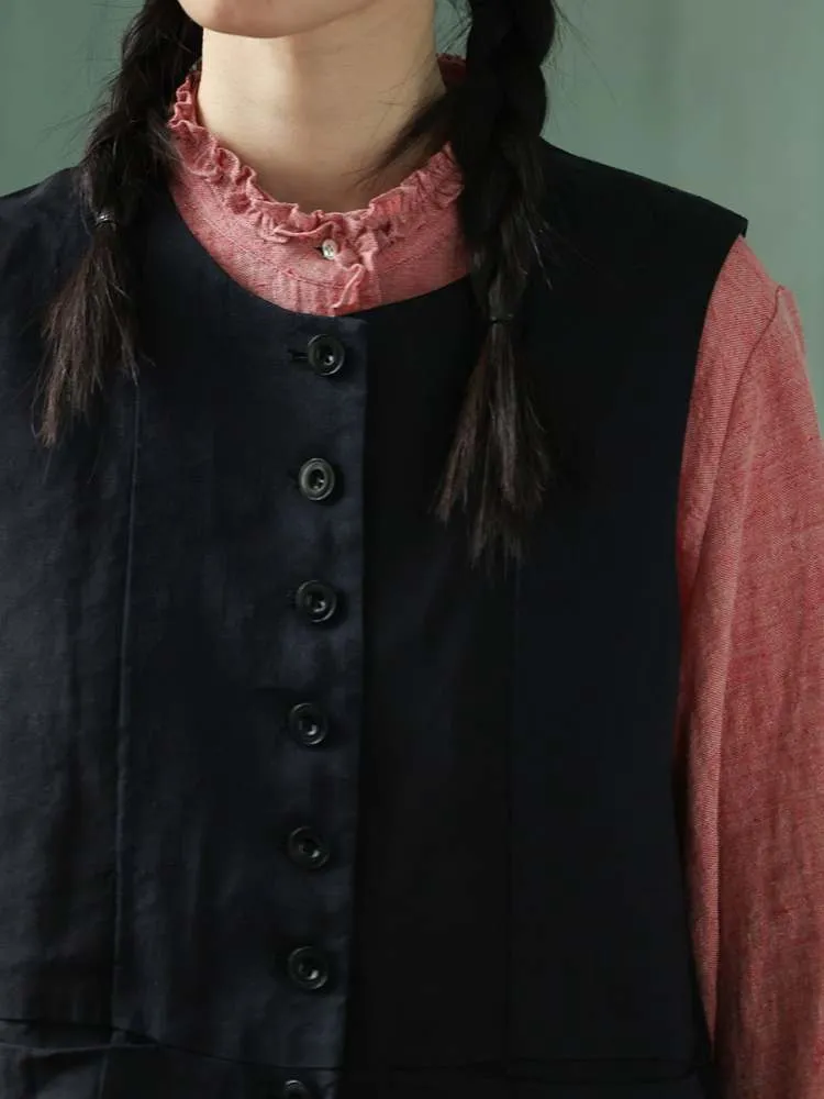 Yarn-Dyed Pocket Button Vest【s0000006907】