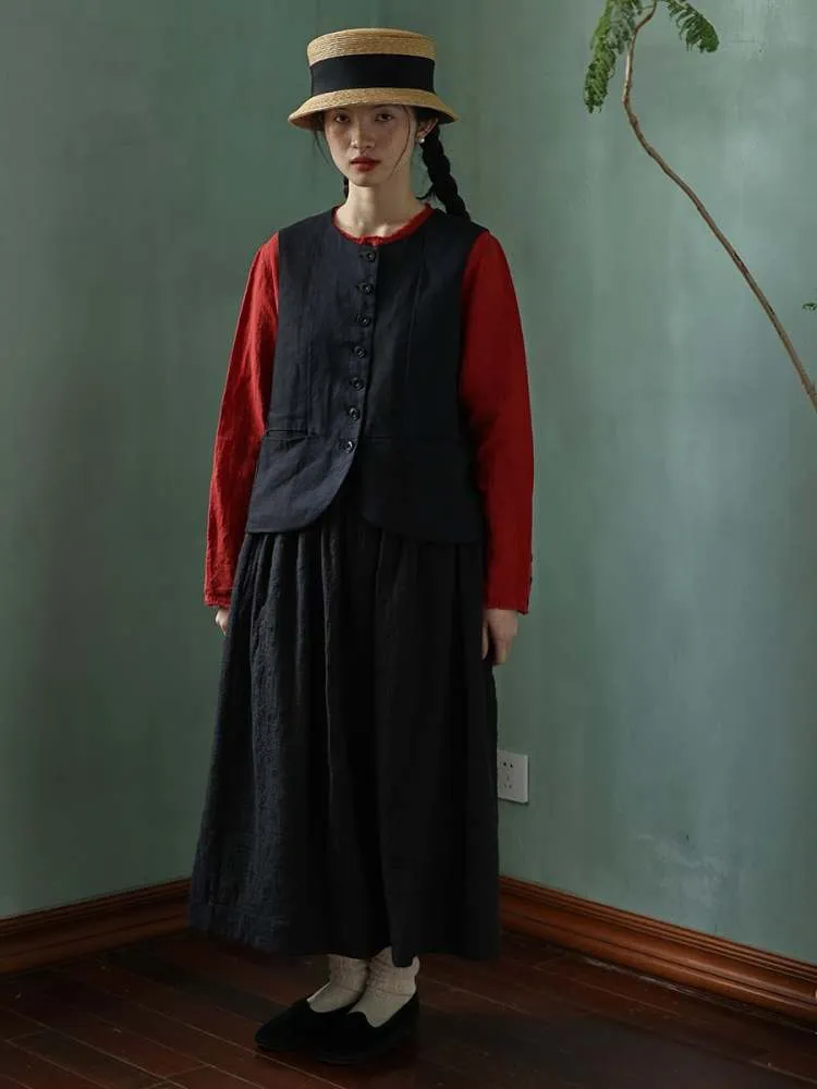 Yarn-Dyed Pocket Button Vest【s0000006907】