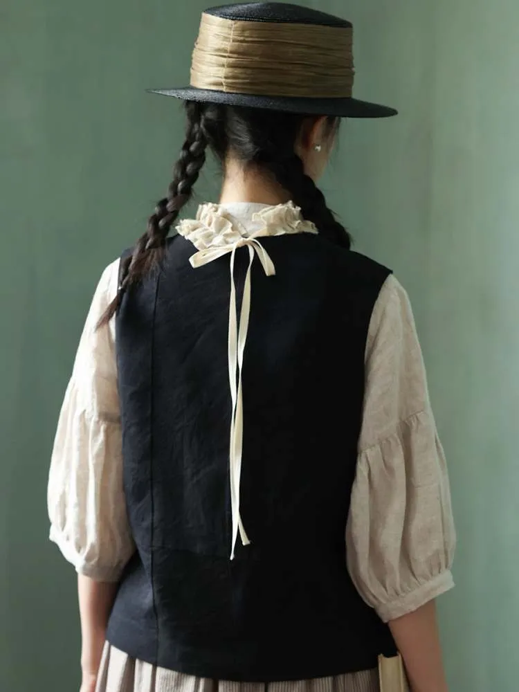 Yarn-Dyed Pocket Button Vest【s0000006907】