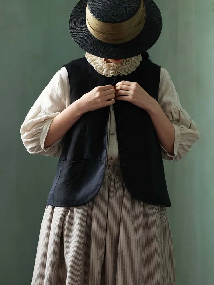 Yarn-Dyed Pocket Button Vest【s0000006907】