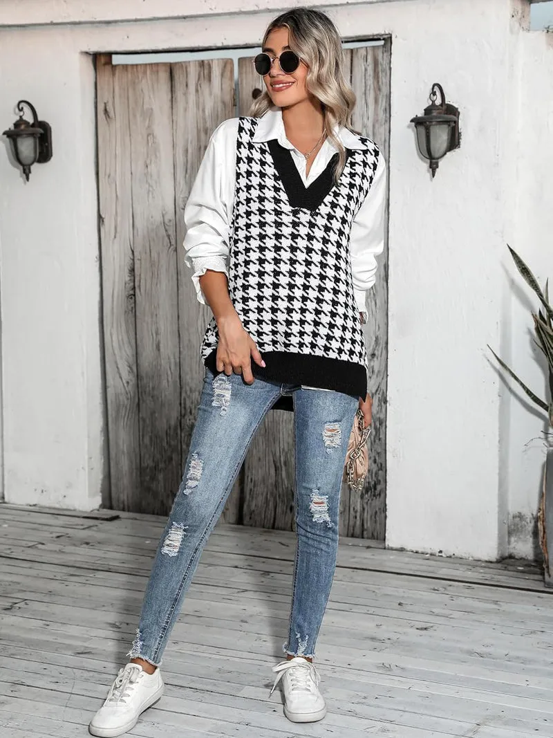 Zeagoo Sweater Vest Women Sleeveless V Neck Oversized Pullover