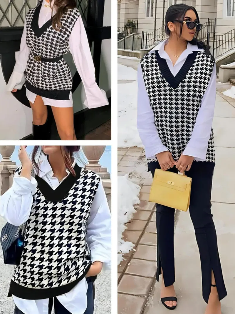 Zeagoo Sweater Vest Women Sleeveless V Neck Oversized Pullover
