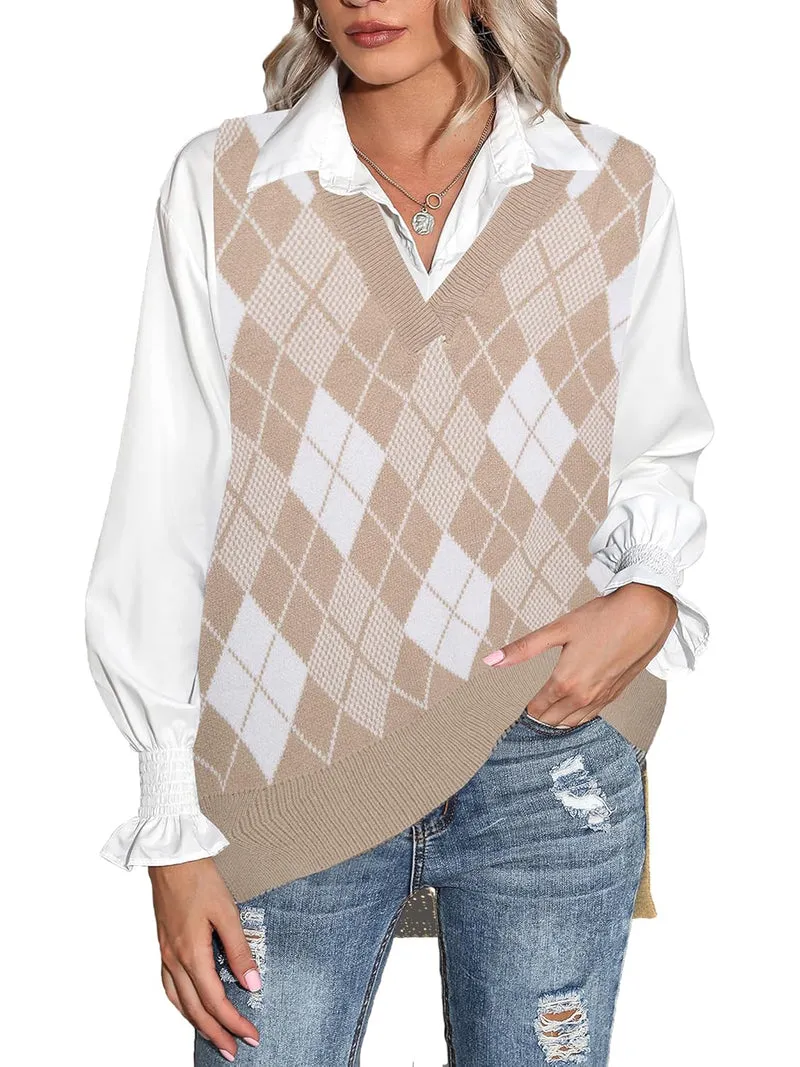 Zeagoo Sweater Vest Women Sleeveless V Neck Oversized Pullover