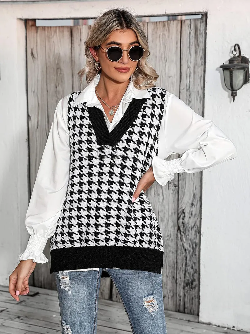 Zeagoo Sweater Vest Women Sleeveless V Neck Oversized Pullover