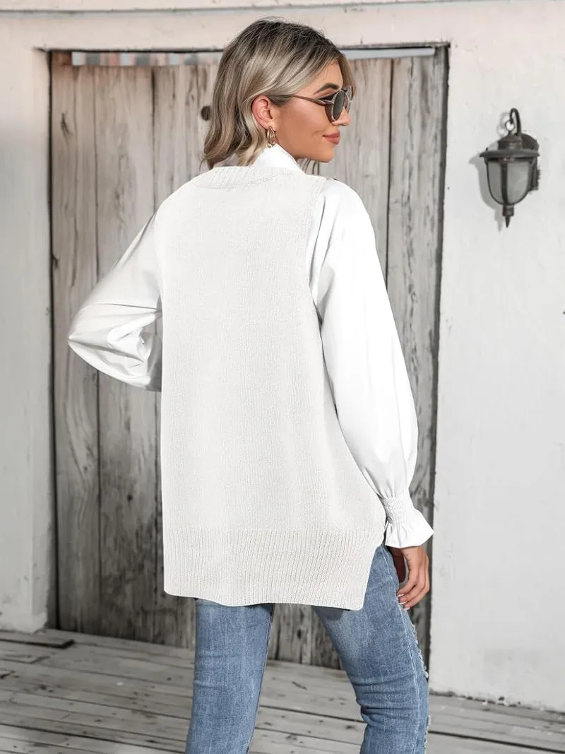 Zeagoo Sweater Vest Women Sleeveless V Neck Oversized Pullover