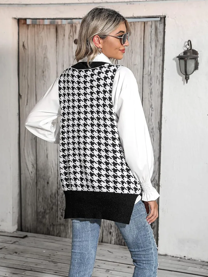 Zeagoo Sweater Vest Women Sleeveless V Neck Oversized Pullover