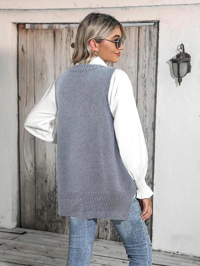 Zeagoo Sweater Vest Women Sleeveless V Neck Oversized Pullover