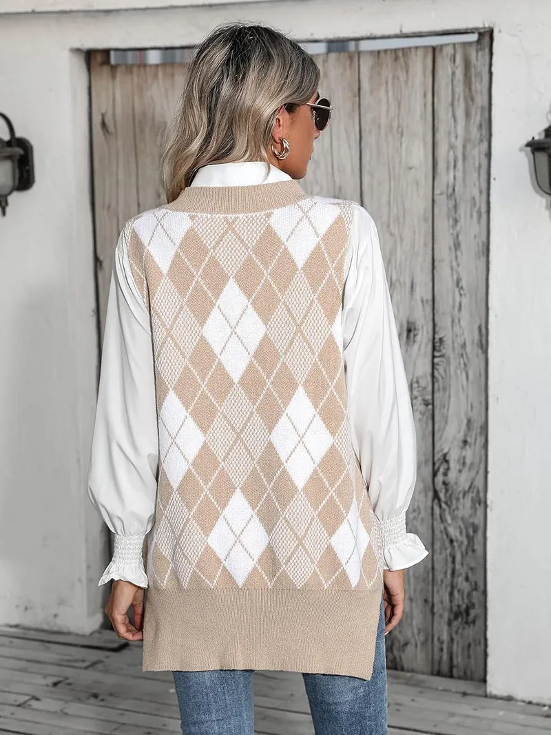Zeagoo Sweater Vest Women Sleeveless V Neck Oversized Pullover