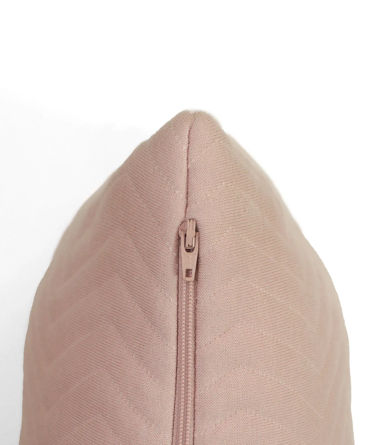Zig Zag Cameo Pink & Natural Cotton Knitted Quilted Decorative 18 X 18 Inches Cushion Cover